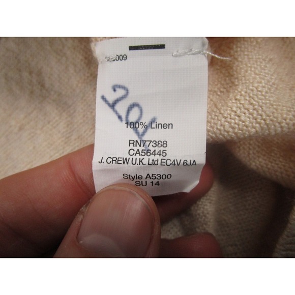 J Crew‎ Top Womens Medium Beige Knit Pullover Linen Preppy Oversized - Picture 5 of 8